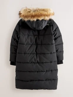 Superdry Black Everest Longline Puffer Coat