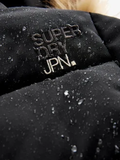 Superdry Black Everest Longline Puffer Coat