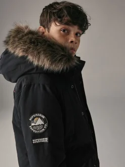 Superdry Black Everest Parka Coat