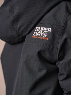 Superdry Black Fleece Lined Ripstop Coat