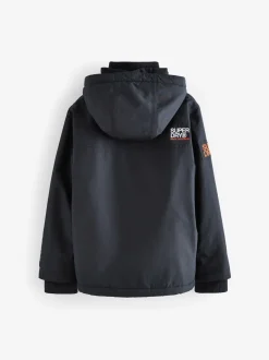 Superdry Black Fleece Lined Ripstop Coat