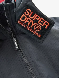 Superdry Black Fleece Lined Ripstop Coat