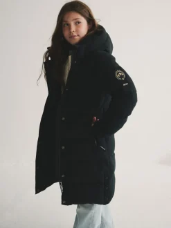 Superdry Black Longline Puffer Coat