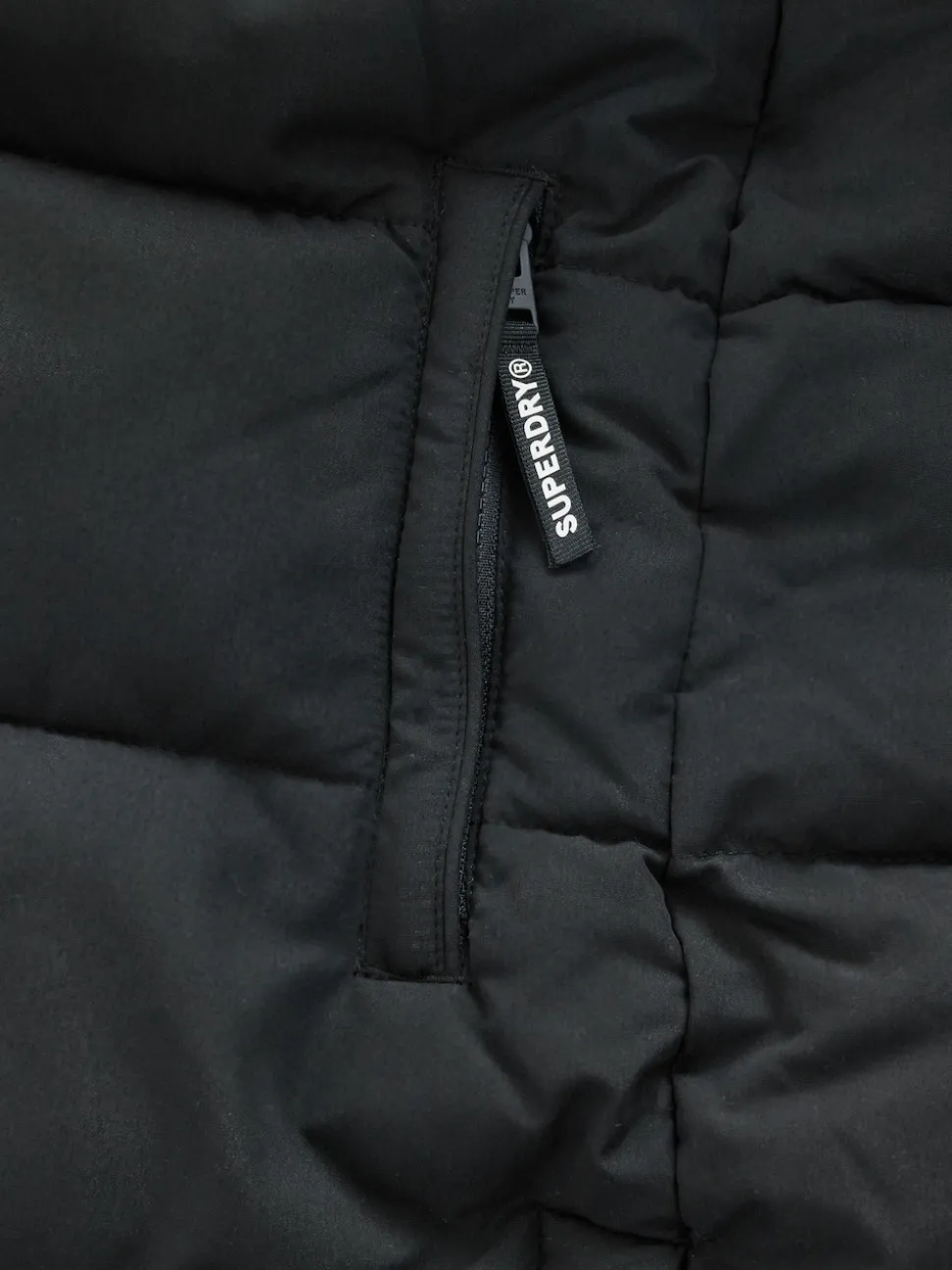 Superdry Black Longline Puffer Coat