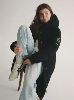 Superdry Black Longline Puffer Coat