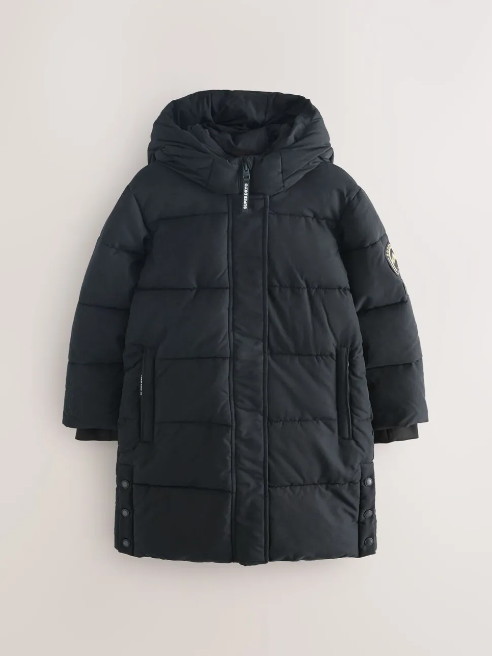 Superdry Black Longline Puffer Coat