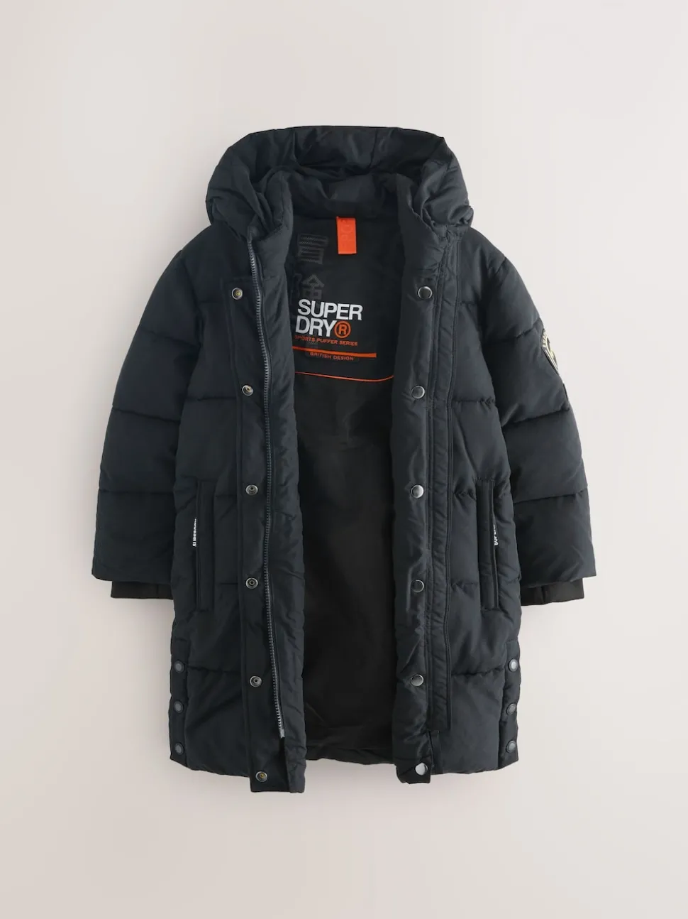 Superdry Black Longline Puffer Coat