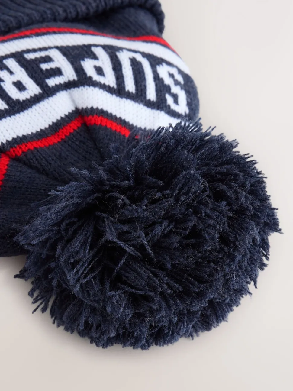 Superdry Blue Pom Hat and Gloves Set