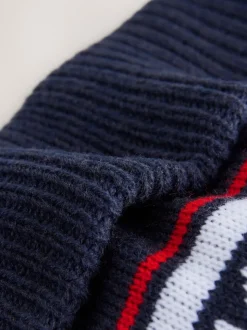Superdry Blue Pom Hat and Gloves Set