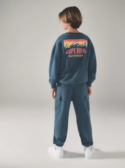 Superdry Blue Red Sweat Top & Shorts Set