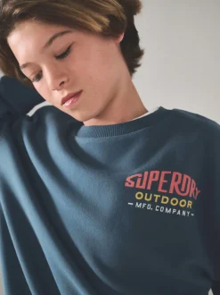 Superdry Blue Red Sweat Top & Shorts Set
