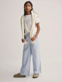 Superdry Blue/White T-Shirt and Stripe Trouser Set