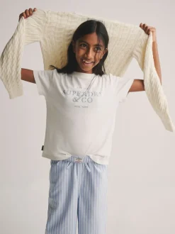 Superdry Blue/White T-Shirt and Stripe Trouser Set