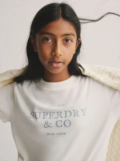 Superdry Blue/White T-Shirt and Stripe Trouser Set