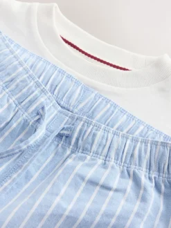 Superdry Blue/White T-Shirt and Stripe Trouser Set
