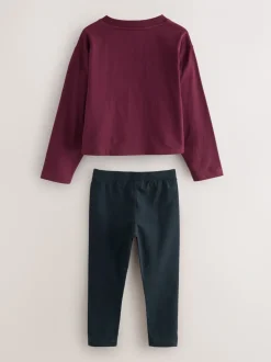 Superdry Burgundy/Navy Leggings Set