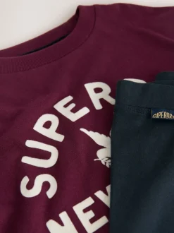 Superdry Burgundy/Navy Leggings Set