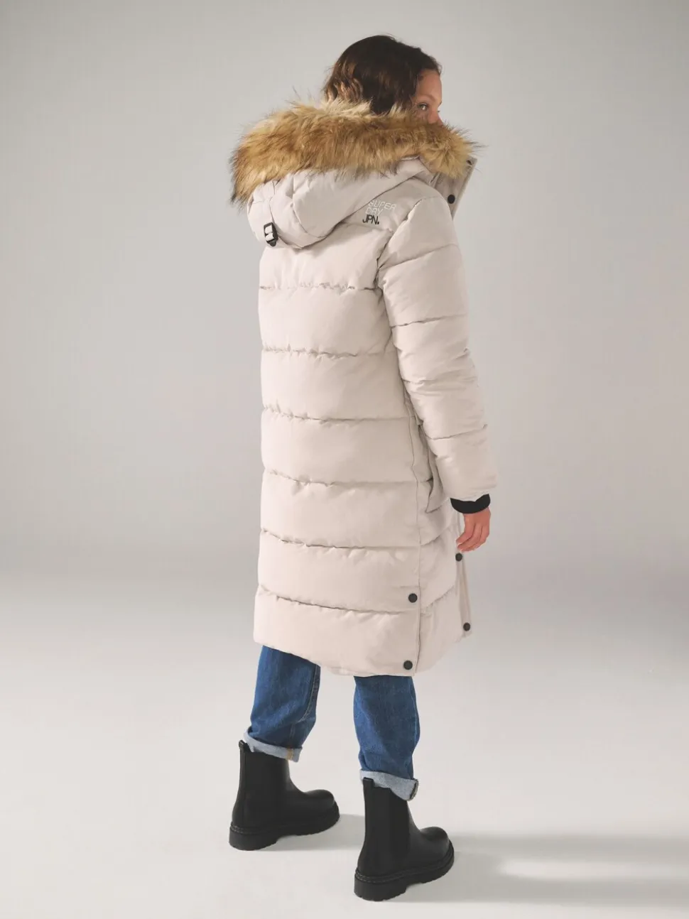Superdry Cream Everest Longline Puffer Coat