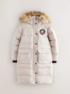Superdry Cream Everest Longline Puffer Coat