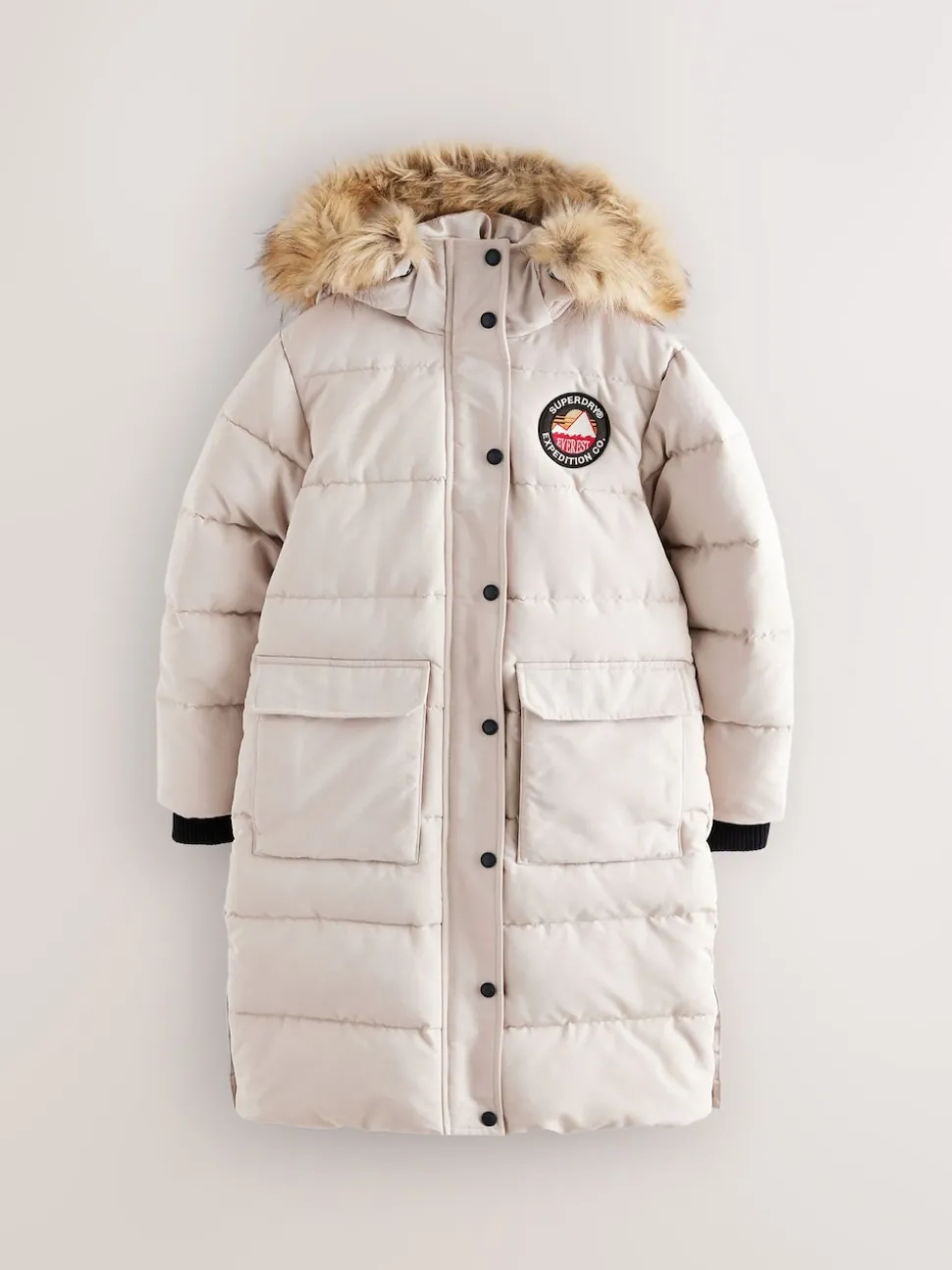 Superdry Cream Everest Longline Puffer Coat