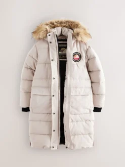 Superdry Cream Everest Longline Puffer Coat