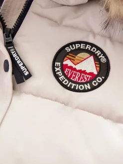 Superdry Cream Everest Longline Puffer Coat