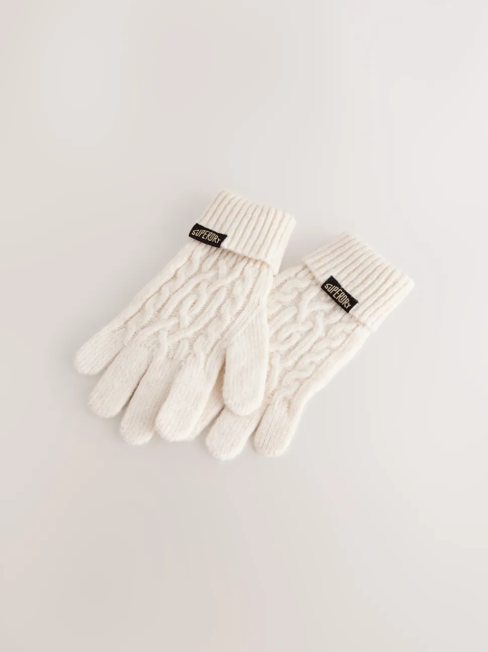 Superdry Cream Pom Hat and Gloves Set
