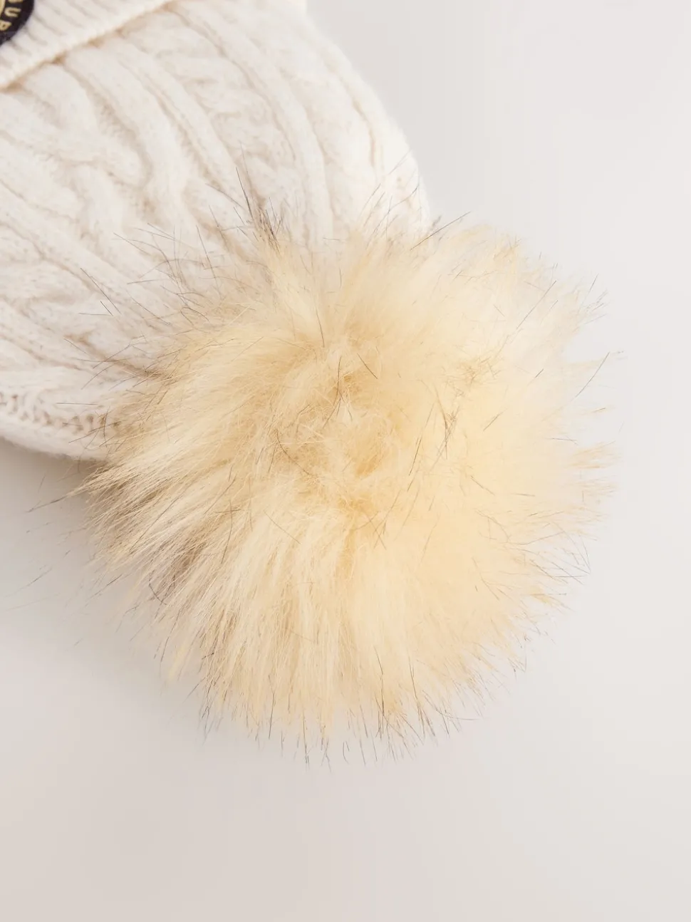 Superdry Cream Pom Hat and Gloves Set