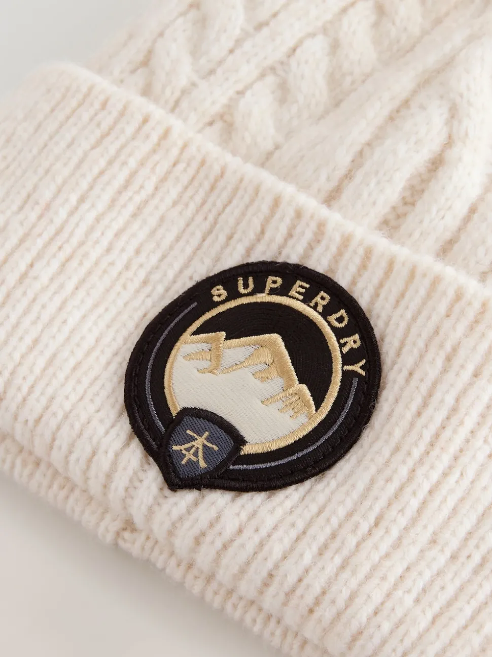 Superdry Cream Pom Hat and Gloves Set