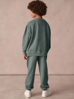 Superdry Dark Green Sweat Top & Shorts Set