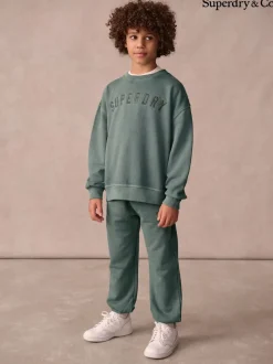 Superdry Dark Green Sweat Top & Shorts Set