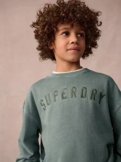 Superdry Dark Green Sweat Top & Shorts Set