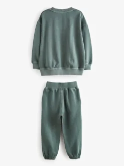 Superdry Dark Green Sweat Top & Shorts Set