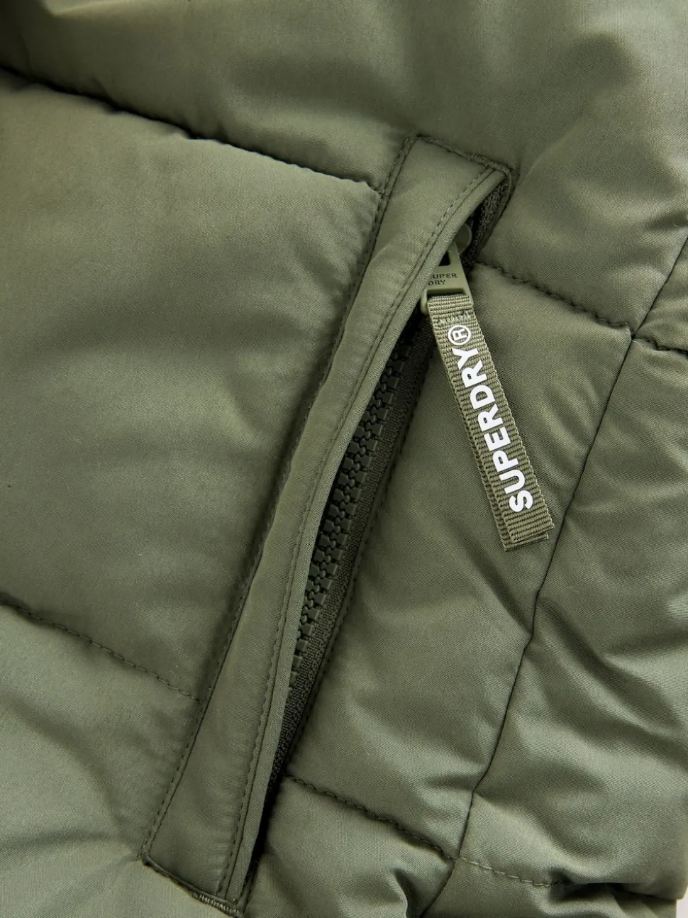 Superdry Green Longline Puffer Coat
