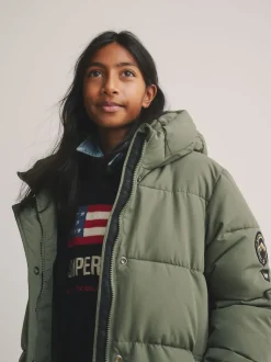 Superdry Green Longline Puffer Coat