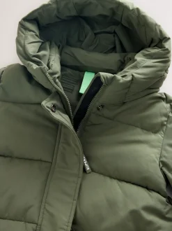 Superdry Green Longline Puffer Coat