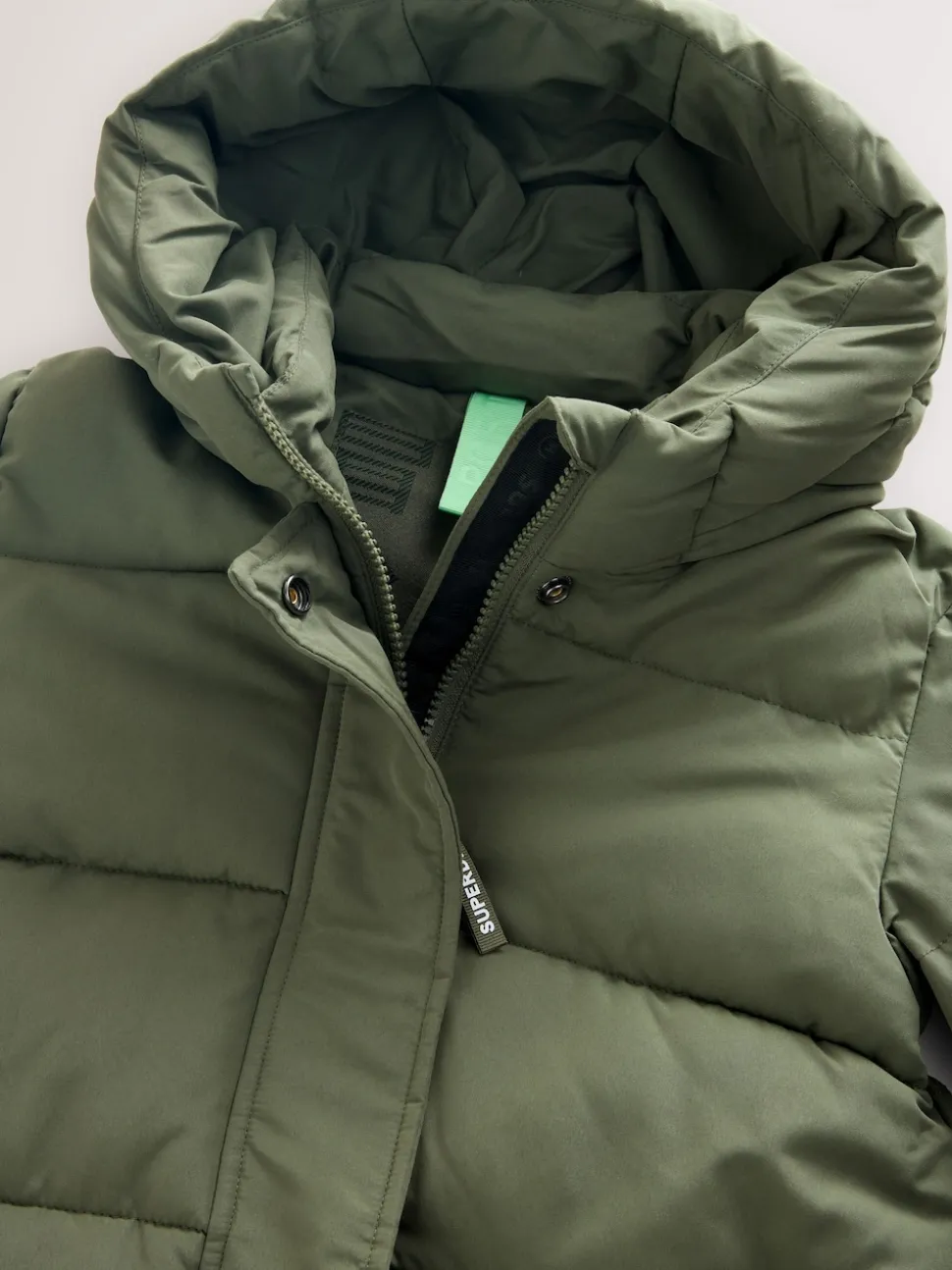 Superdry Green Longline Puffer Coat