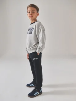 Superdry Grey/Navy Sweat Top & Shorts Set