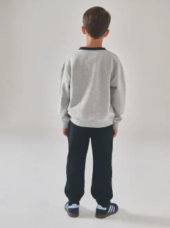 Superdry Grey/Navy Sweat Top & Shorts Set
