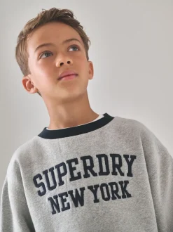 Superdry Grey/Navy Sweat Top & Shorts Set