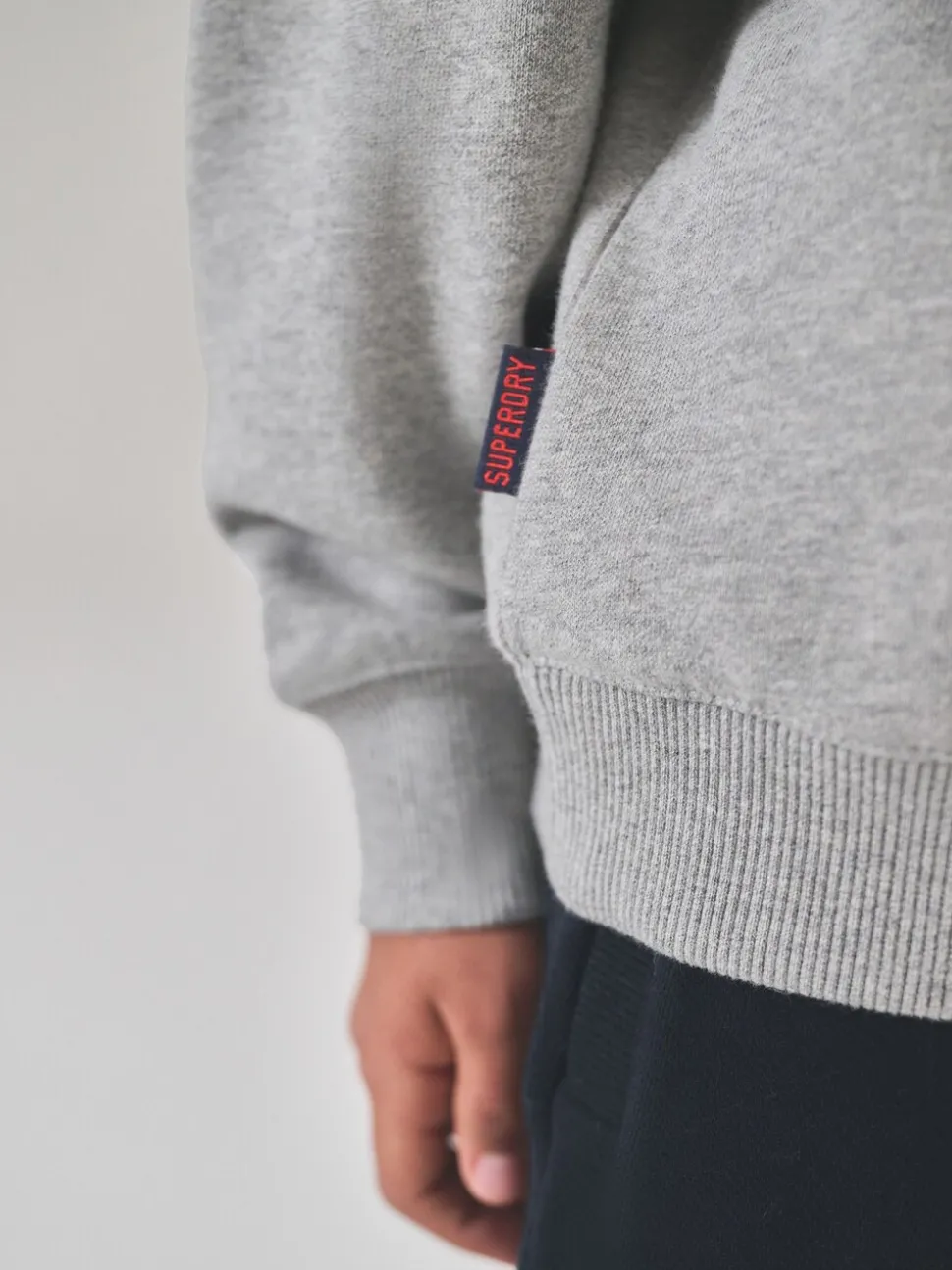 Superdry Grey/Navy Sweat Top & Shorts Set