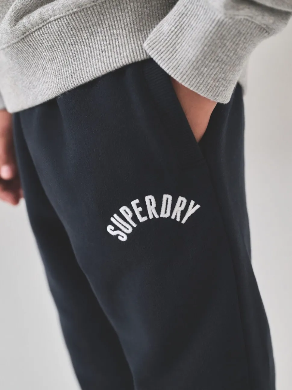 Superdry Grey/Navy Sweat Top & Shorts Set