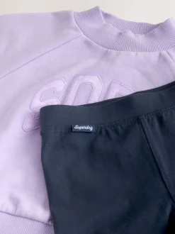 Superdry Lilac and Navy Leggings Set