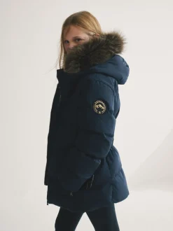 Superdry Navy Belted Puffer Coat