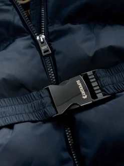 Superdry Navy Belted Puffer Coat
