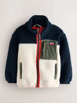 Superdry Navy Borg Zip Through Jacket