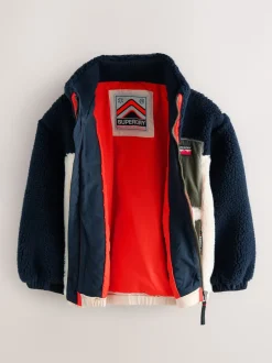 Superdry Navy Borg Zip Through Jacket