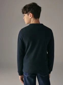 Superdry Navy Long Sleeve Henley T-Shirt