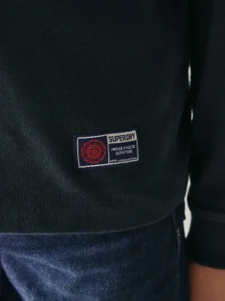 Superdry Navy Long Sleeve Henley T-Shirt