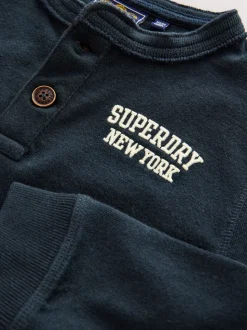 Superdry Navy Long Sleeve Henley T-Shirt